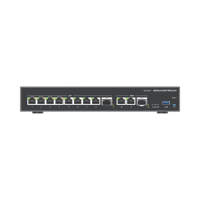 Switch Grandstream GCC6011 4 en 1: Firewall, Router, PBX IP, Switch 10 Puertos Gigabit (4 PoE) + 2 Puertos SFP 2.5 Gigabit