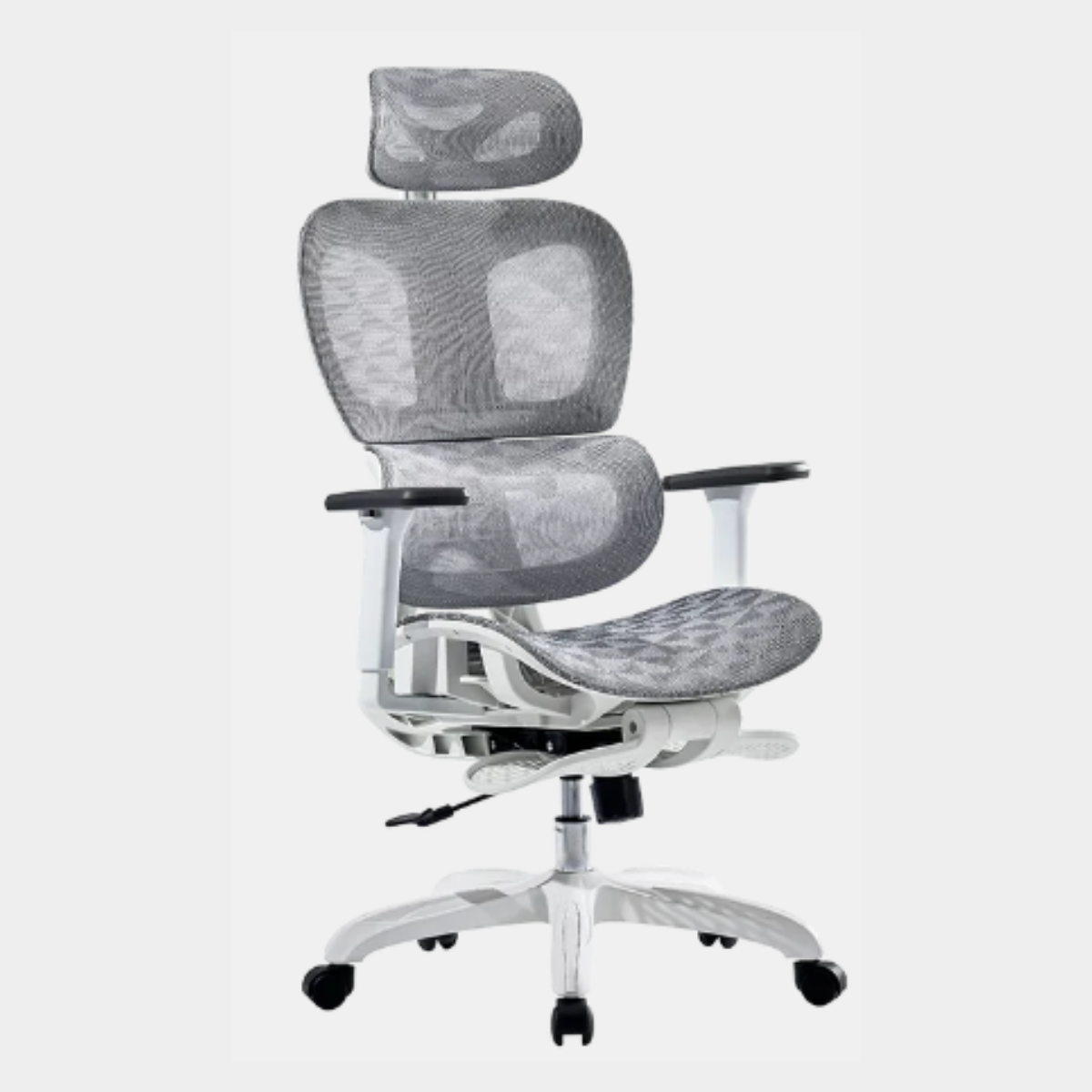 Silla Acteck AC-940276 Flux Pro EC757 Color Blanco / Hasta 136Kg / Malla / PP / Nylon / 135° / Reposabrazos 3D / Reposapies