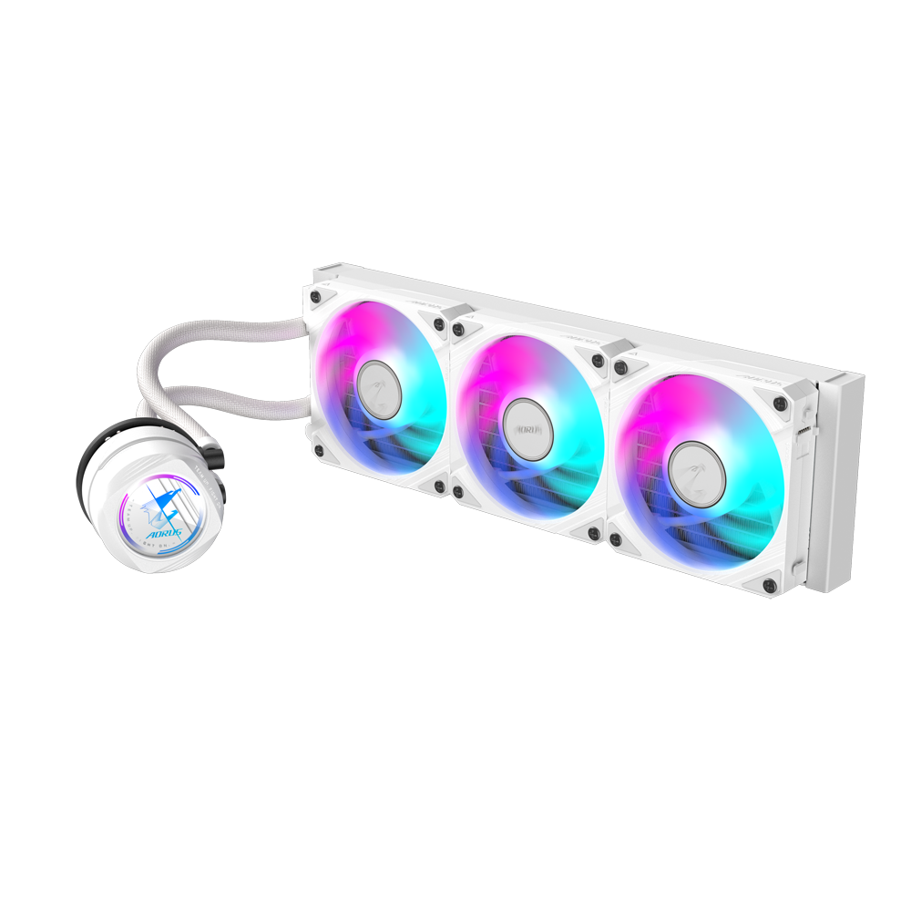 Sistema De Enfriamiento Liquido GIGABYTE AORUS WATERFORCE II 360 ICE, 3 X 12 cm, 2300 RPM, ARGB, Blanco