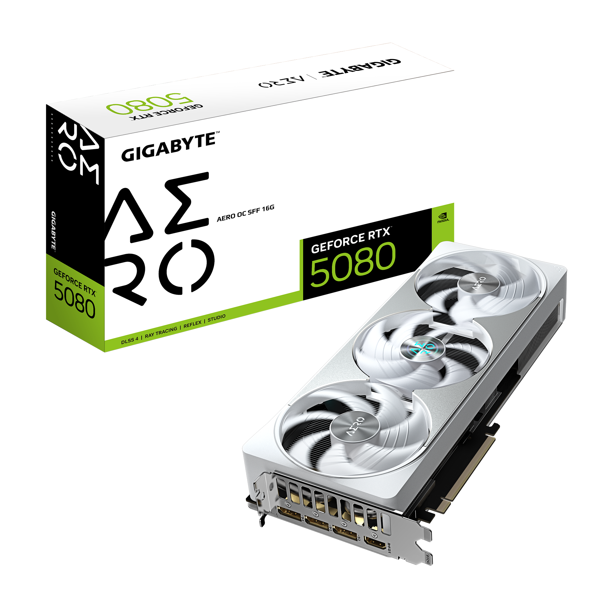 Tarjeta de video gigabyte gv-n5080aero oc-16gd / 16gb gddr7 / pci 5.0 / hdmi 2.1 / hdmi 2.1 / color blanco