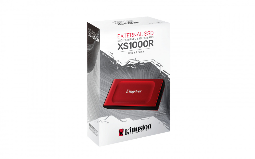 SSD Externo Kingston XS1000R, 2TB, 1050MB/s, 1000MB/s, USB Tipo C, 3.2, Rojo