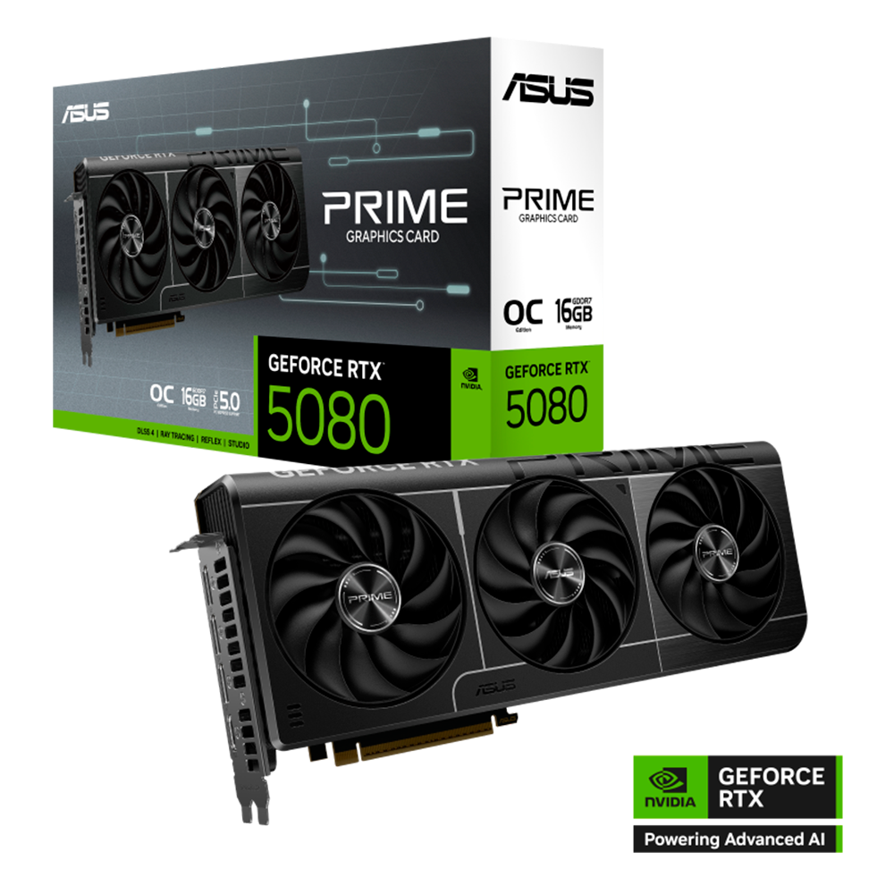 Tarjeta de Video Asus Prime GeForce RTX 5080, 16GB, 256 Bit, GDDR7, PCI Express 5.0, 1x HDMI, 3x DP