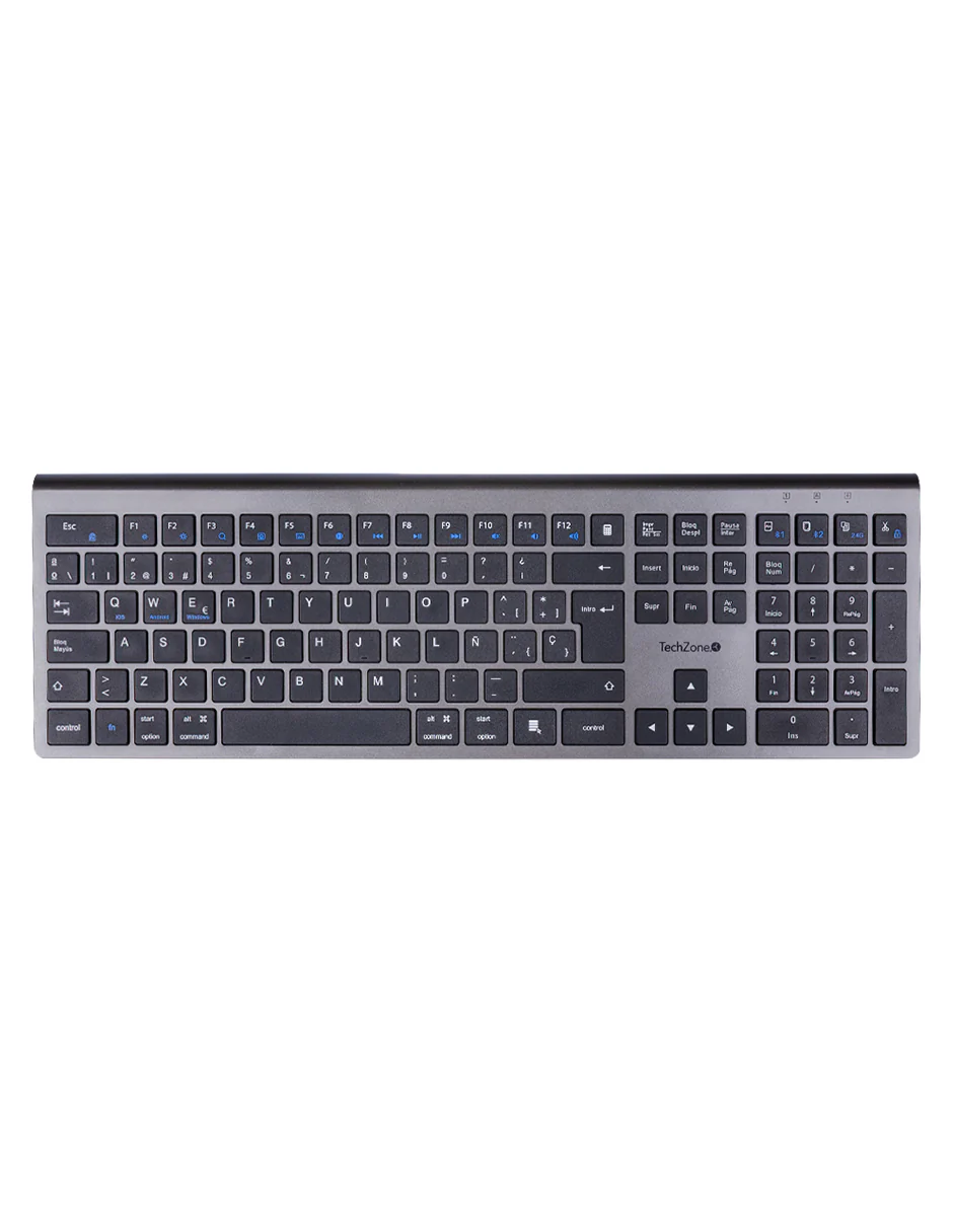 Teclado techzonet zactcb01 inalambrico bluetooth 2.0 y 3.0, recargable tipo c