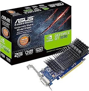 Asus gt1030-2g-csm - tarjeta gráfica - gf gt 1030 - 2 gb gddr5 - pcie 3.0 perfil bajo - dvi, hdmi - sin ventilador
