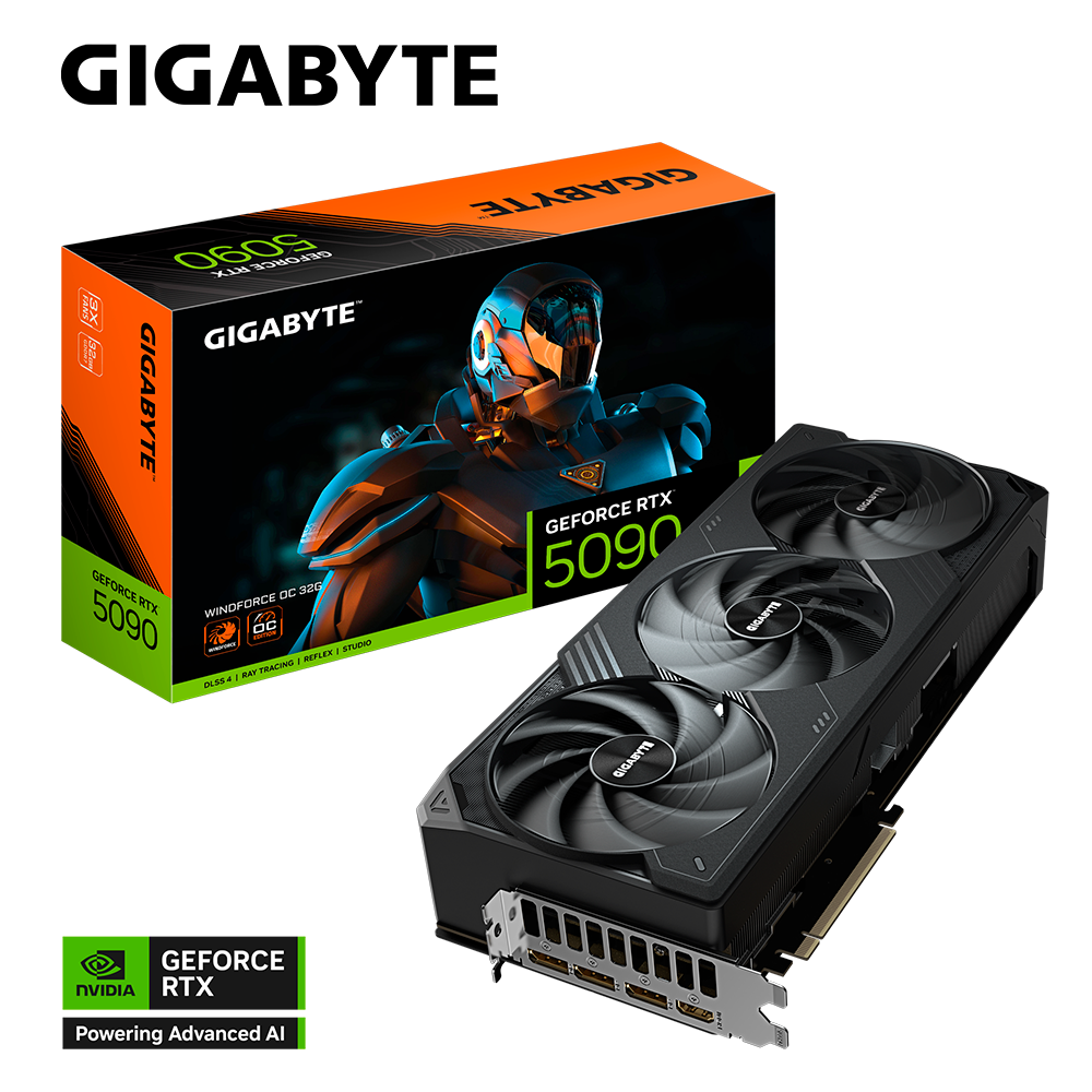 Tarjeta de video gigabyte gv-n5090wf3oc-32gd rtx 5090,  vram 32 gb,  gddr7,  pcie 5.0,  hmi 2.1,  dp 2.1,  gaming