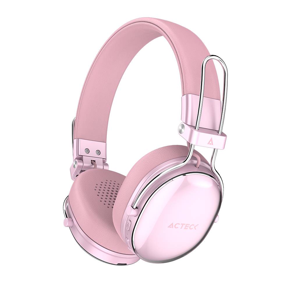 Audífonos inalámbricos bluetooth luxe chic hp710 acteck elite series duración de batería hasta 30h, color rosa. ac-940900