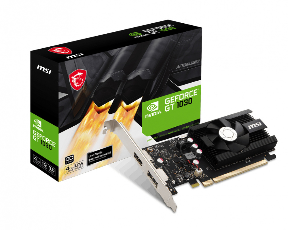 Tarjeta de video msi nvidia geforce gt 1030 4gd4 lp oc, 4gb 64-bit ddr4, pci express 3.0 x16