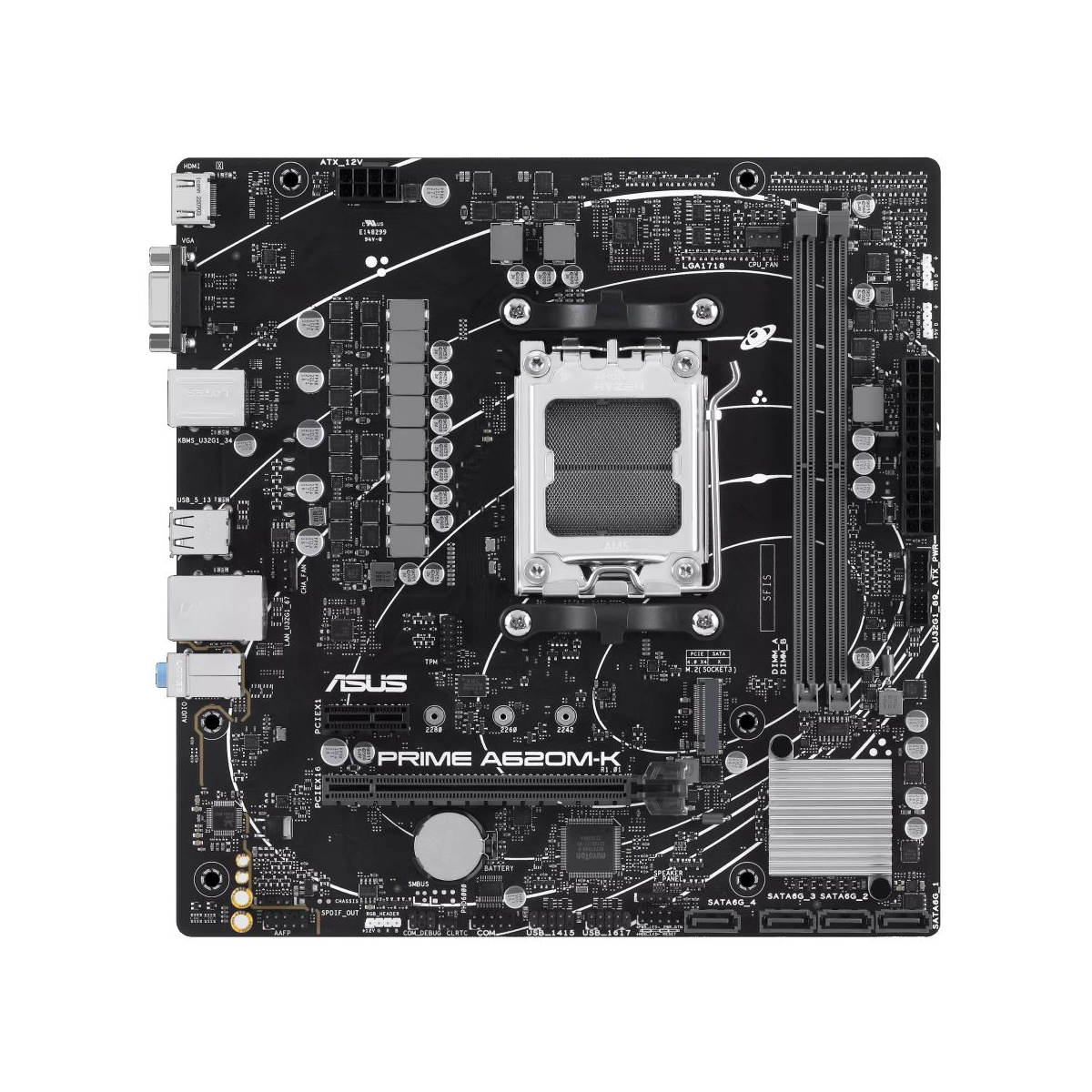 MOTHERBOARD ASUS (PRIME A620M-K-CSM) SOCKET AM5,2**DDR5,HDMI,VGA,PCIE-4.0,M.2,MICRO ATX