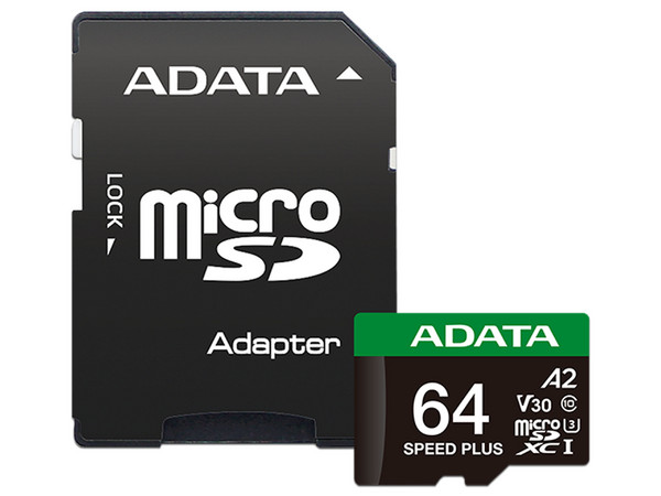 Memoria Micro SD ADATA Speed Plus, 64 GB, Velocidad 160 MB/s, Class 10