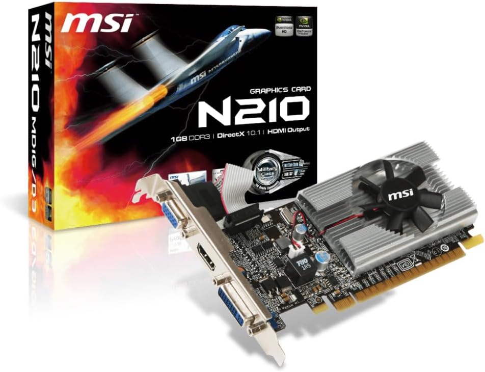 Tarjeta de Video MSI NVIDIA GeForce 210, 1GB 64-bit GDDR3, DVI, VGA, HDCP, PCI Express 2.0