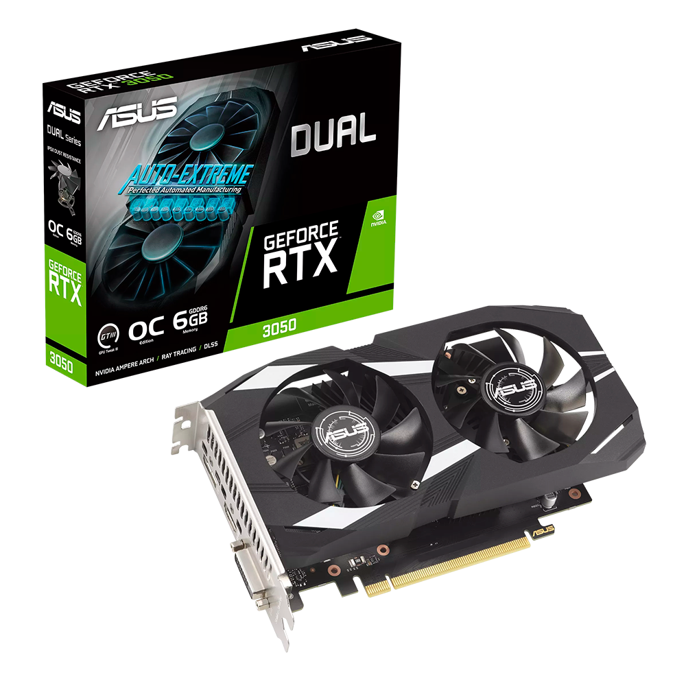 Tarjeta De Video Asus (Dual-Rtx3050-O6G) Gddr6 96Bit,Pci-E 4.0,Dp,Hdmi,Dvi, 8K,Dual Fan 8K