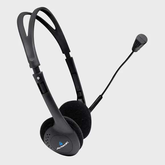Diadema con Microfono Acteck AM-370, 3.5mm, Basica, Alambrico, 1.8 mts, Negro