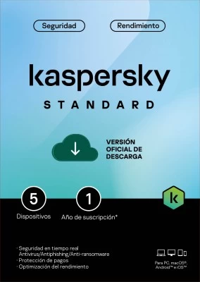 Licencia Electronica ESD Kaspersky STANDARD / 5 dispositivos / 365 dias / base, solo clave de activacion, no devolucion-no cancelacion