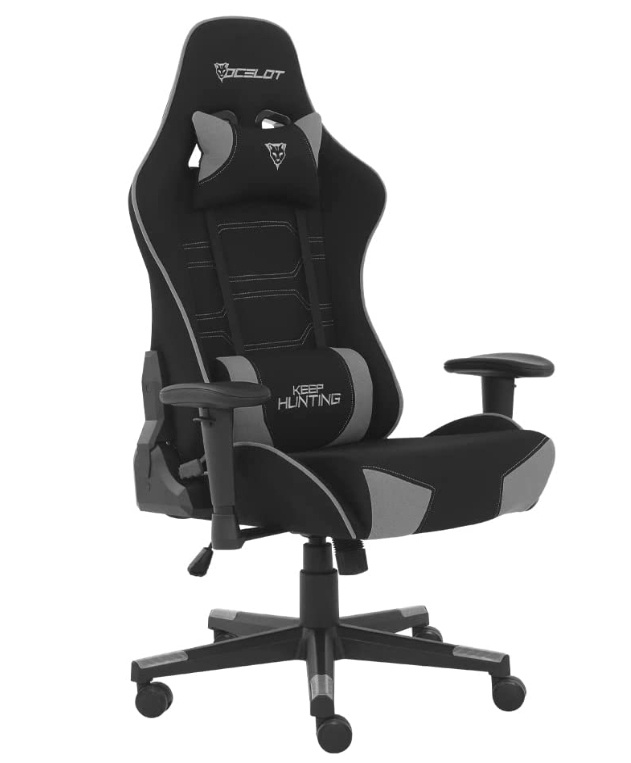 Ocelot Gaming Silla Gamer OST-BLACK MIST, hasta 150kg, Negro/Gris