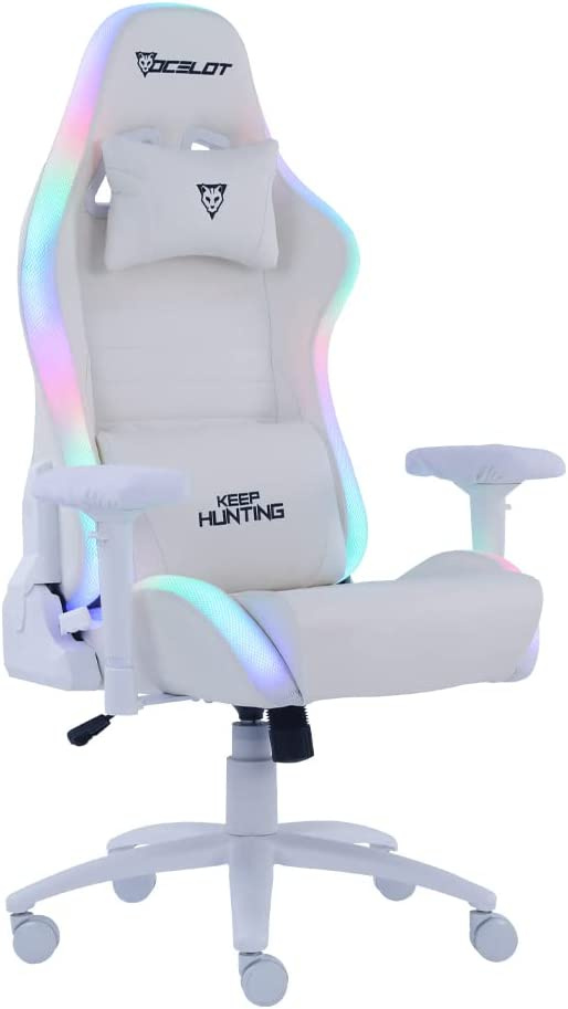 Ocelot Gaming Silla Gamer ORGB-WHITE THUNDRA, hasta 150kg, Blanco