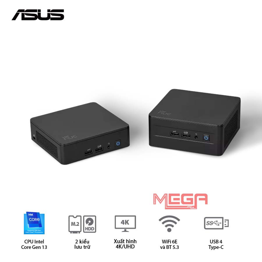 Mini PC Asus NUC 13 Pro, Intel Core i5-1340P, 4.6GHz, SODIMM DDR4 3200, 2x HDMI, 2x DP