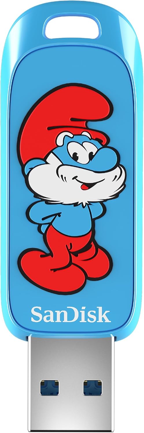 Memoria sandisk 128gb usb 3.2 smurfs papa pitufo lectura 130mb/s sdczis-128g-g46