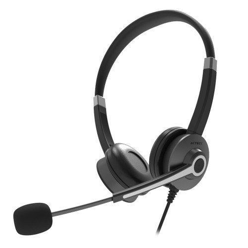 Audífono Acteck Pro HP640 Elite Series con Micrófono Flexible On Ear Centric AC-935319, USB, Color Negro.
