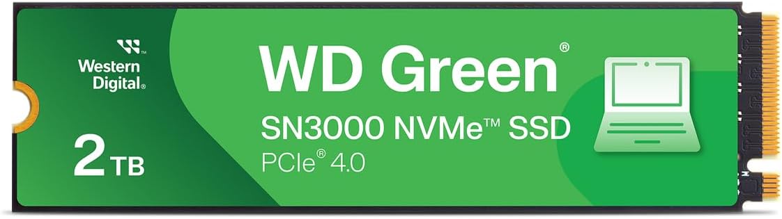 Unidad de estado solido ssd interno wd green sn3000 2tb m.2 2280 nvme pcie gen4 x4 lect.5000mbs escrit.4200mbs pc laptop minipc  wds200t4g0e-00cps0