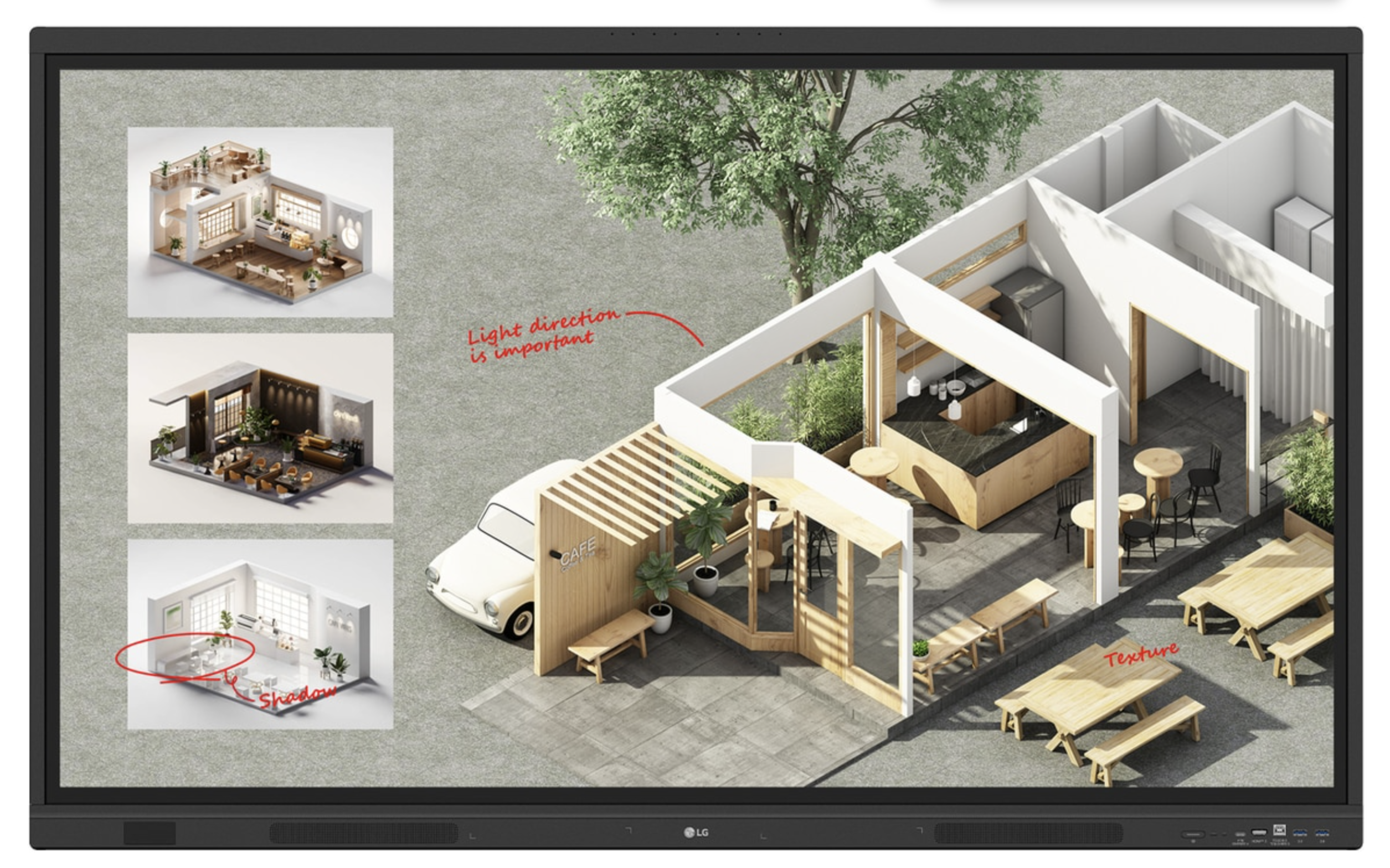 Monitor interactivo touchscreen lg de 55 plg, uhd, 400 nits de brillo, puntos multi-tactil de escritura 40 hdmi 3, entrada rgb/audio, entrada rs232c, rj45, usb 2.0, android 14
