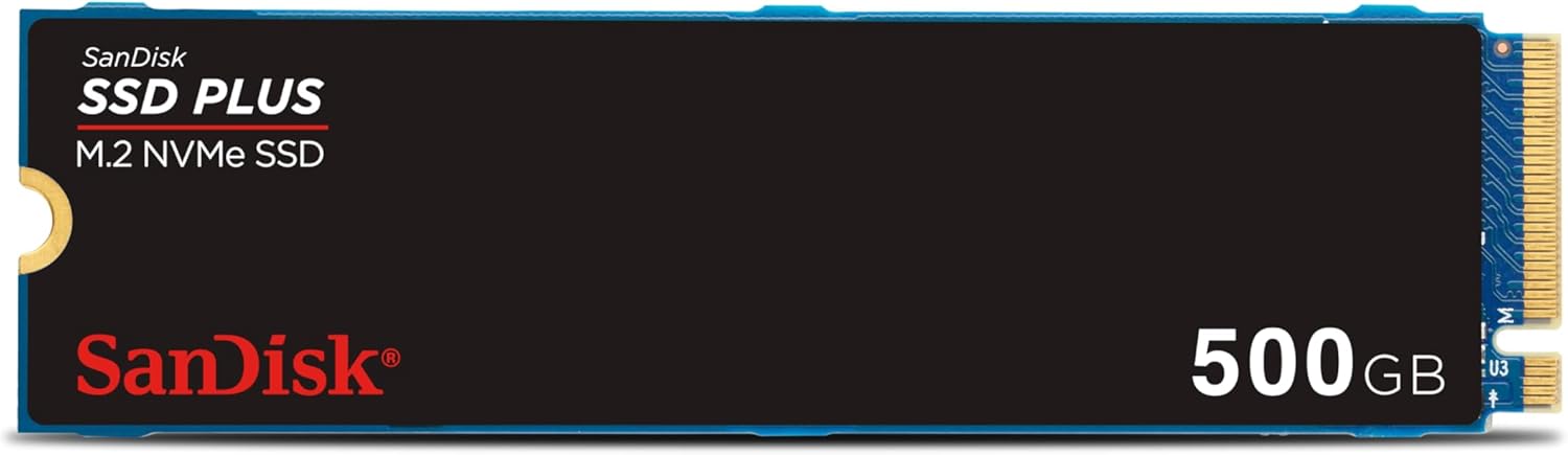 SSD SanDisk Plus, 500GB, PCI Express 3.0, M.2, Lectura 2400MB/s