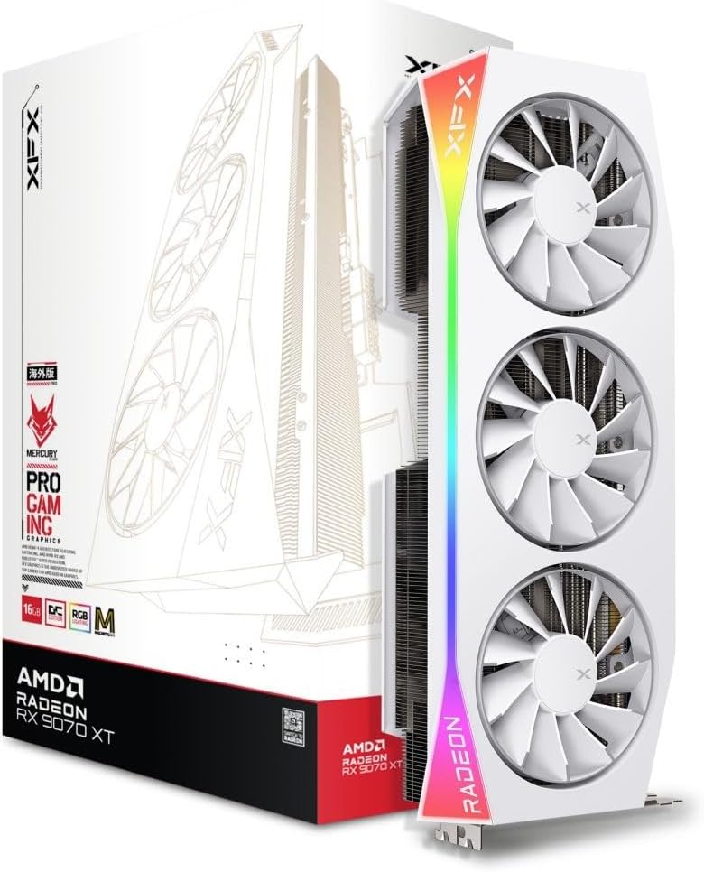 Tarjeta De Video Xfx (Rx-97Tmargw9) Mercury Rx9070Xt,16Gb Gddr6,2570Mhz,3*Dp,Hdmi,Mgnetic Air Blanca