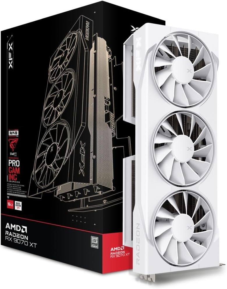 Tarjeta de Video XFX Swift Radeon RX 9070 XT Gaming Edition Radeon RX 9070 XT, 16 GB, 256 Bit, GDDR6, PCI Express 5.0, Blanco