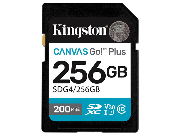 Memoria SDXC Kingston Canvas Go Plus, 256GB, Velocidad 200 MB/s, Clase 10