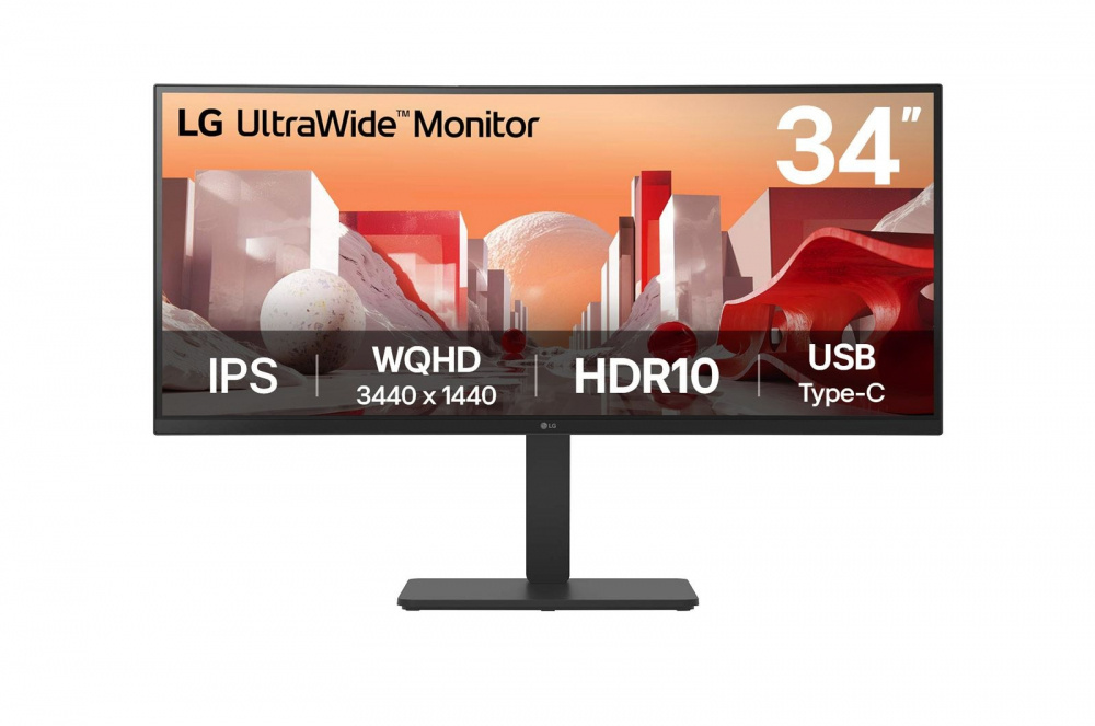 Monitor pc lg b2b 34ba75qe-b curvo ultrawide qhd 34, panel ips,3440x1440,21:09,altavoz 5wx2,brillo 300cd/m2,srgb 99%,contr 1000:1,3800r,60hz,tr 5ms,hdr10,usb-c,hdmi,displayport,rj-45,vesa 10