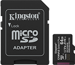 Memoria Micro SD Kingston 64GB, Technology Canvas Select Plus Gen3, Velocidad 100 MB/s, Clase 10