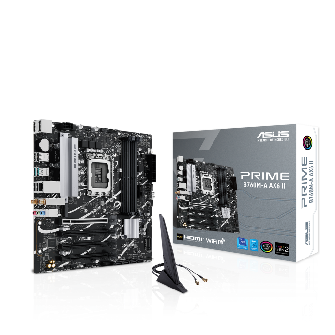 Tarjeta Madre Asus PRIME B760M-A AX6 II, Intel Socket LGA1700, Micro ATX, 4xDDR5, HDMI/DP