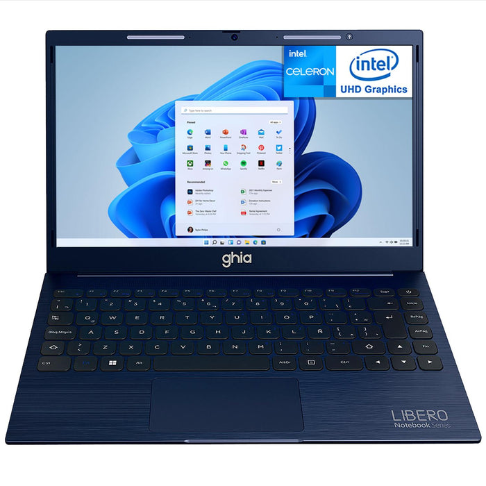 Laptop Ghia Libero LH71AA 14" 1366x768 HD, Intel Celeron N4020C, 8GB, 256GB SSD, Windows 11 Home, Español