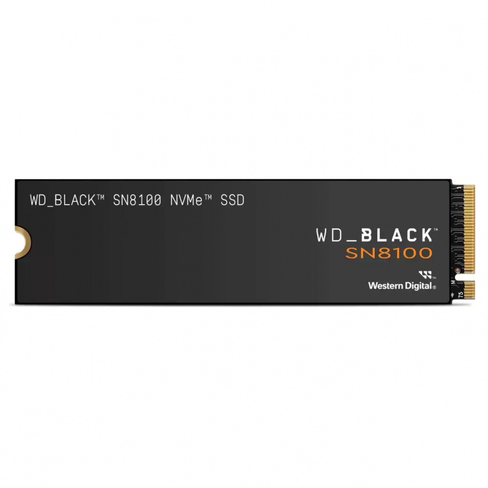 SSD WD WD Black SN8100 NVMe, 1TB, M.2, 11000 MB/s Escritura, 14900 MB/s Lectura, PCI Express 5.0, WDS100T1X0M-00CMT0, Negro