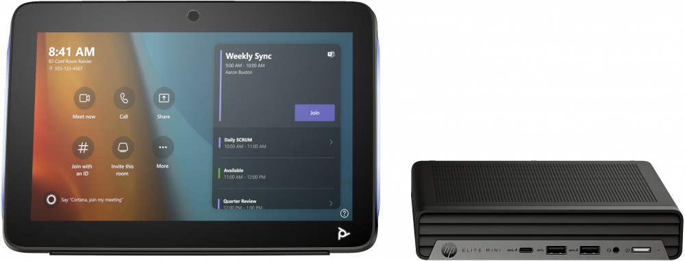 Kit básico Poly Studio Plus G9 para Microsoft Teams, PC HP Mini IP con TC10 (A3LU8AA)