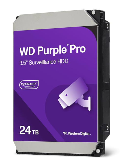 Disco duro interno wd purple pro 24tb 3.5 escritorio sata3 6gb/s 512mb 7200rpm 24x7 ia dvr nvr hasta 64 camaras  wd241purp