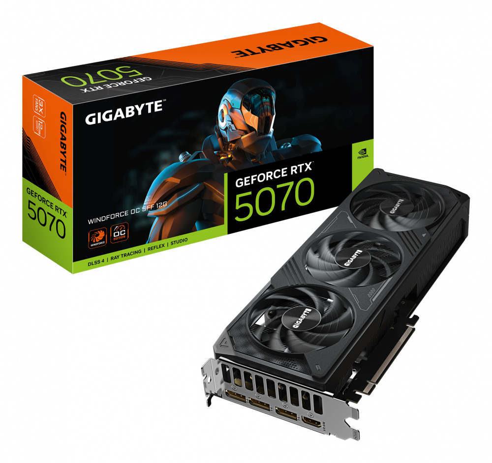 Tarjeta de video gigabyte geforce rtx™ 5070 windforce oc sff 12g 192 bits gddr7 pci express 5.0