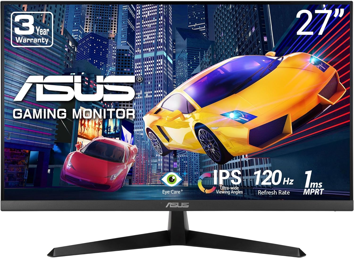 ASUS Monitor de cuidado ocular 1080P de 27" (VY279HGR) - Full HD, IPS, 120Hz, 1ms, sincronización adaptativa, para trabajar y jugar