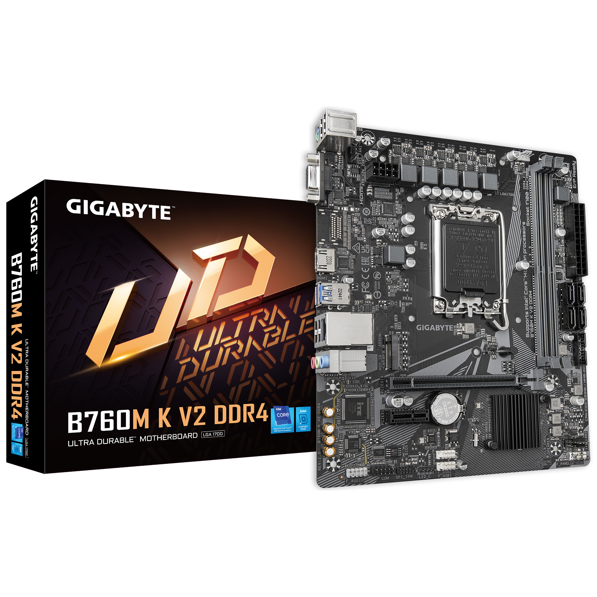 Tarjeta Madre GIGABYTE B760M K V2 DDR4, LGA 1700, M-ATX, 2XRAM DDR4 DIMM