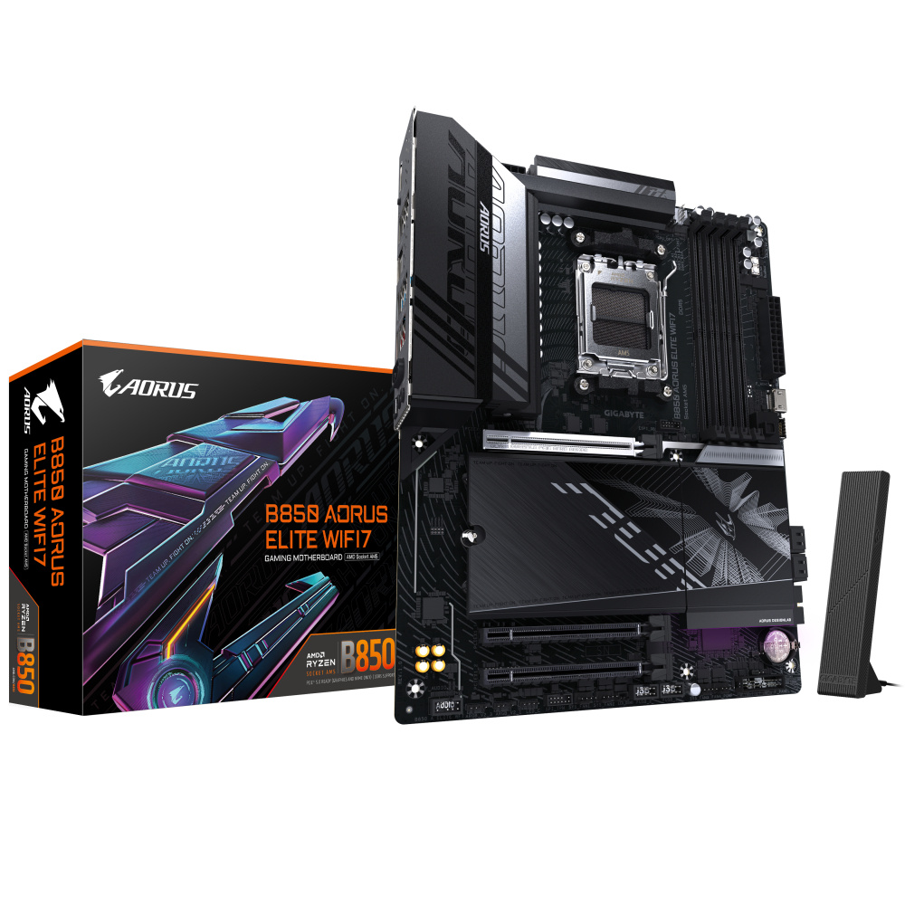 Tarjeta Madre Gigabyte B850 AORUS ELITE WIFI7, ATX, Socket AM5, AMD B850, 256GB DDR5, HDMI/DP para AMD, Negro, B850 A ELITE WF7