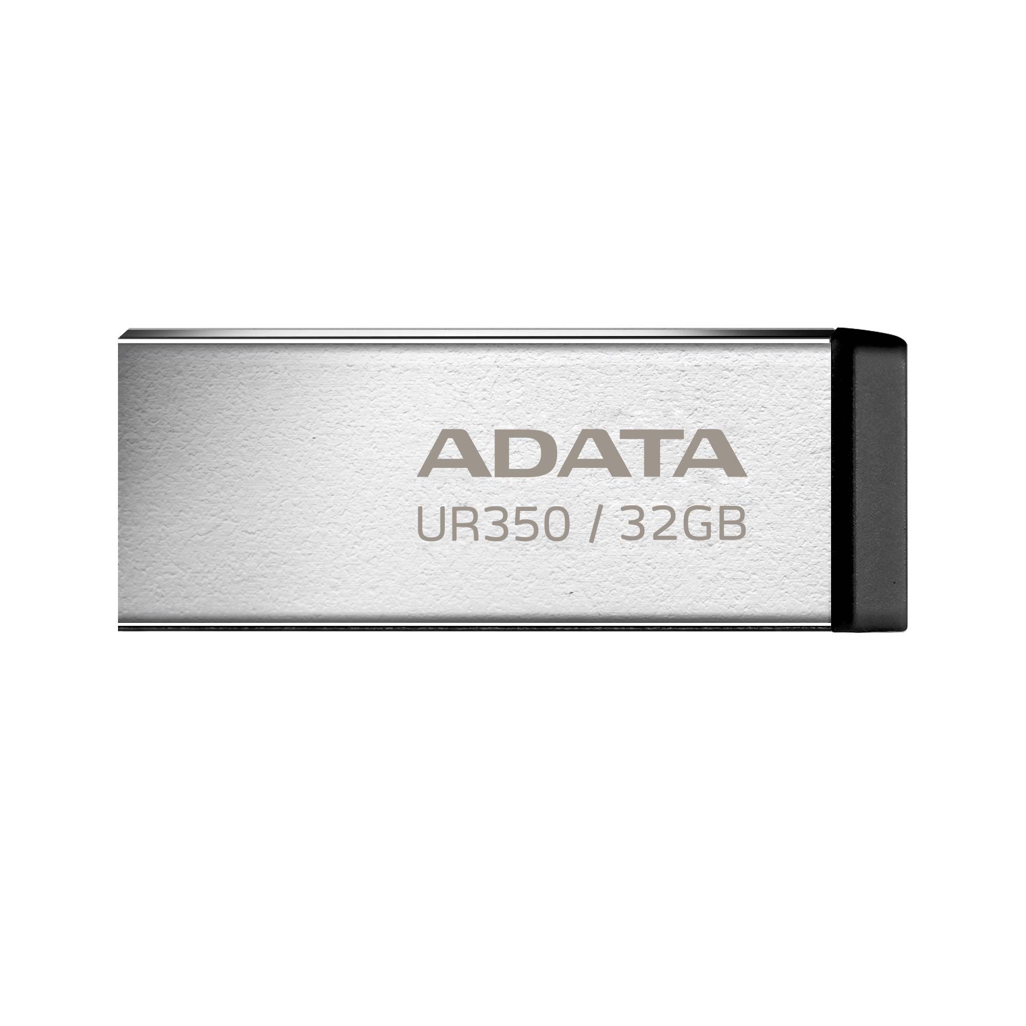 Memoria USB de 32GB UR350 3.2 Gen 1 (retrocompatible 3.0 y 2.0), diseño elegante sin tapa. Color Metálico, negro