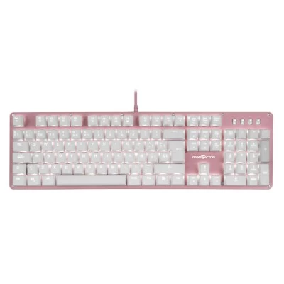 Teclado Mecanico Game Factor KBG400, Switch KRED Blue, Retroilumando, Usb 1.8 metros, Color Rosa/Blanco