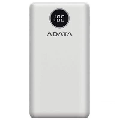 Power Bank Adata P20000QCD, Capacidad 20,000 mAh, 1xUSB-C, 2xUSB 2.0, 3 dispositivos, color blanco
