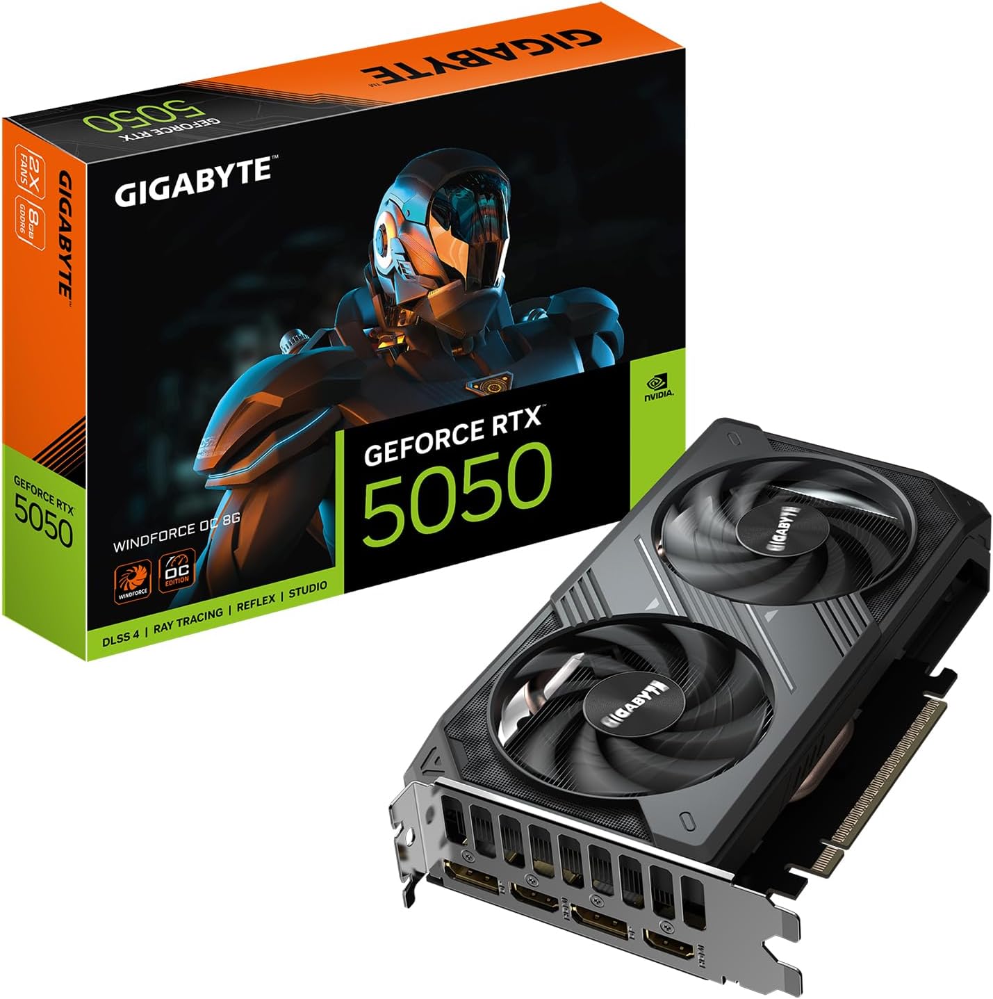 GIGABYTE Tarjeta gráfica GeForce RTX 5050 WINDFORCE OC 8G, 8 GB 128 bits GDDR6, PCIe 5.0, sistema de refrigeración WINDFORCE, tarjeta de video GV-N5050WF2OC-8GD, Negro