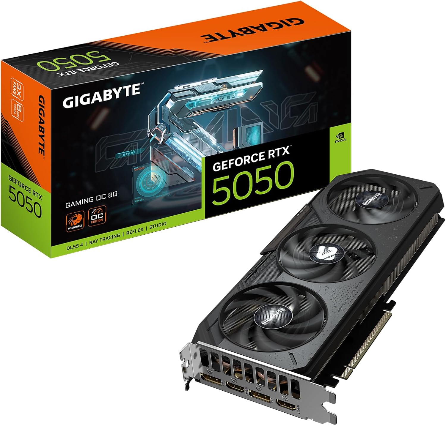 TARJETA DE VIDEO GIGABYTE (GV-N5050GAMING OC-8GD) RTX 5050, 8GB GDDR6,PCIE 5.0,2*HDMI,2*DP,3FAN, GV-N5050GAMING OC-8GD