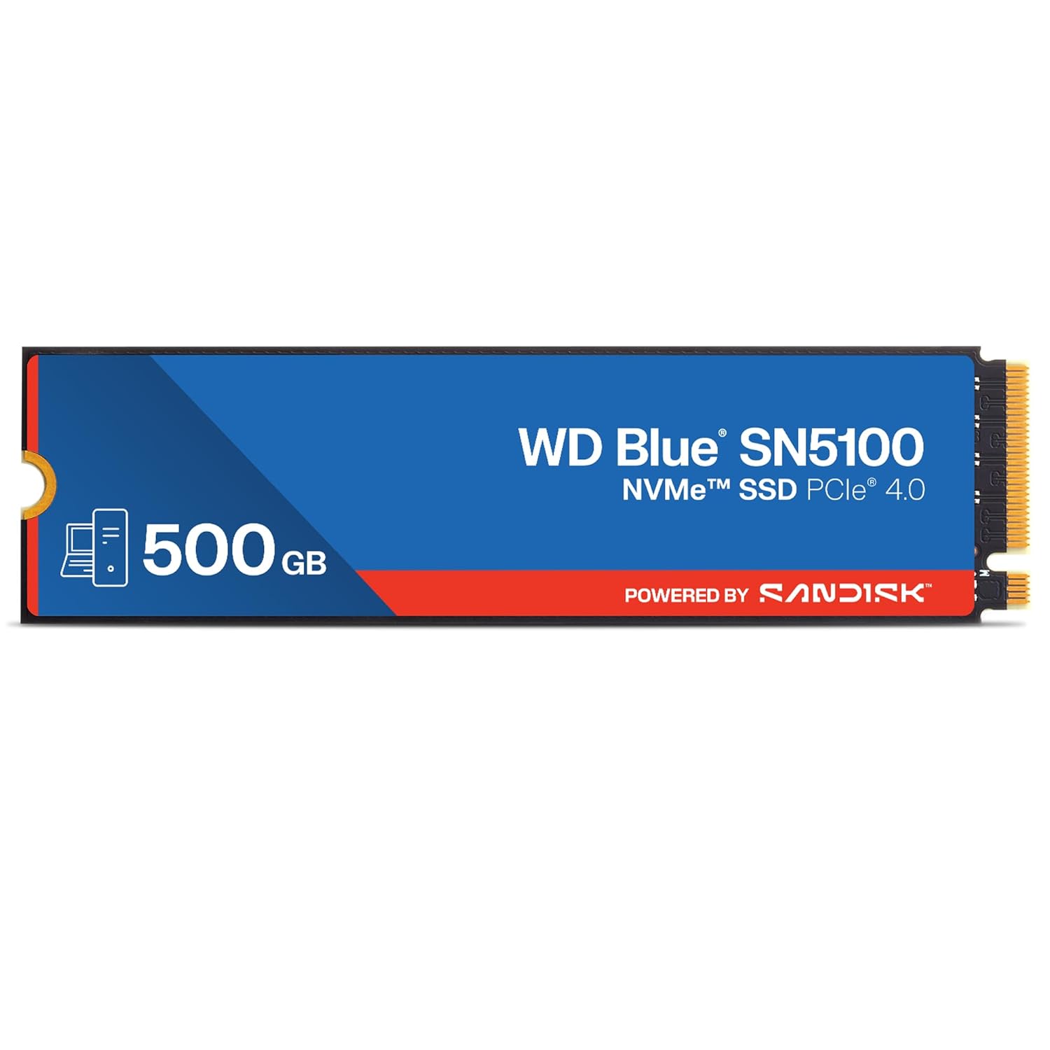 Western Digital WD Blue SN5100 NVMe 500GB, hasta 6600MB/s R, 5 años de garantía, PCIe Gen 4 NVMe M.2 (2280), unidad de estado sólido (SSD) interna (WDS500G5B0E-00CPE0), Azul