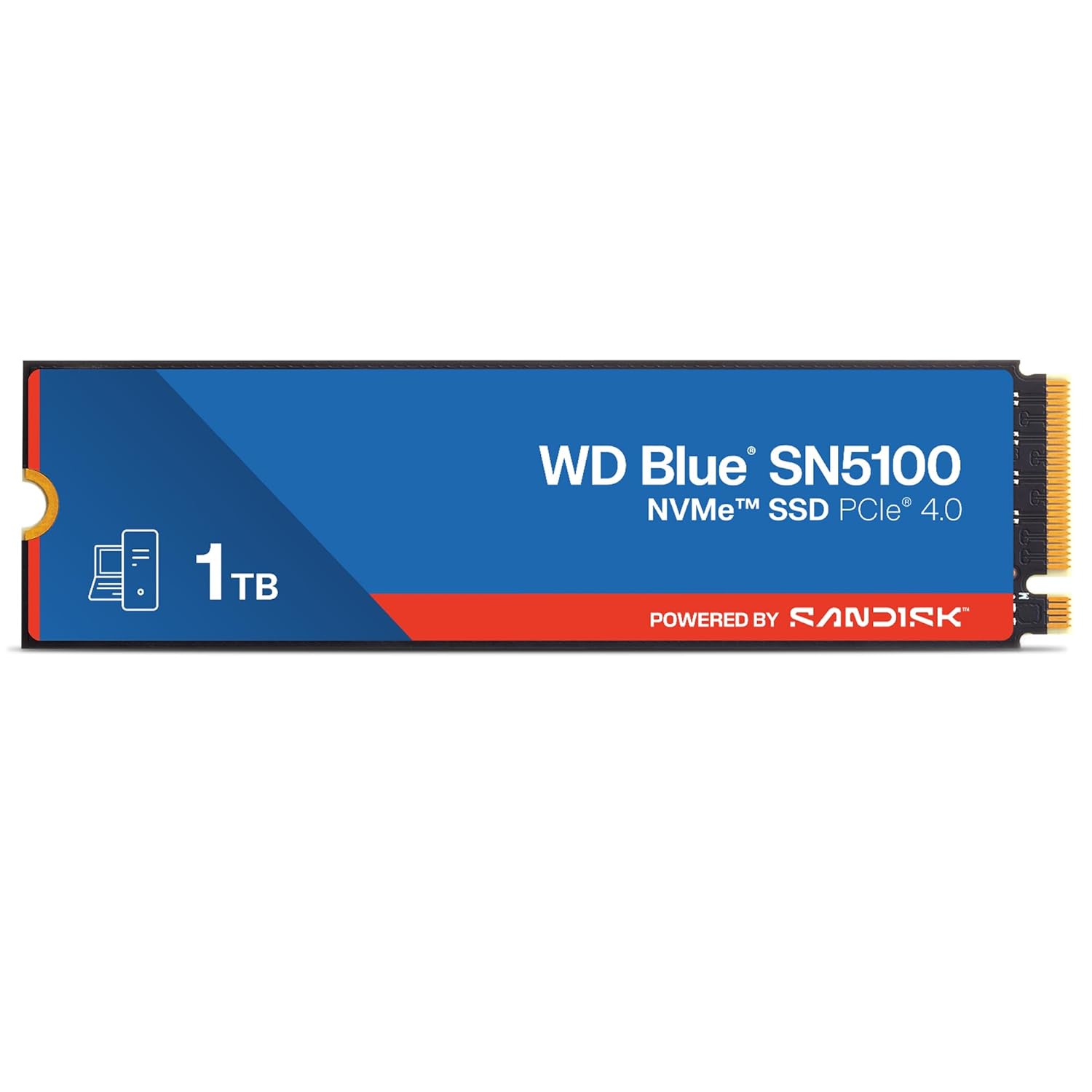 Western Digital WD Blue SN5100 NVMe 1TB, hasta 7100MB/s R, 5 años de garantía, PCIe Gen 4 NVMe M.2 (2280), unidad de estado sólido (SSD) interna (WDS100T5B0E-00CPE0), Azul
