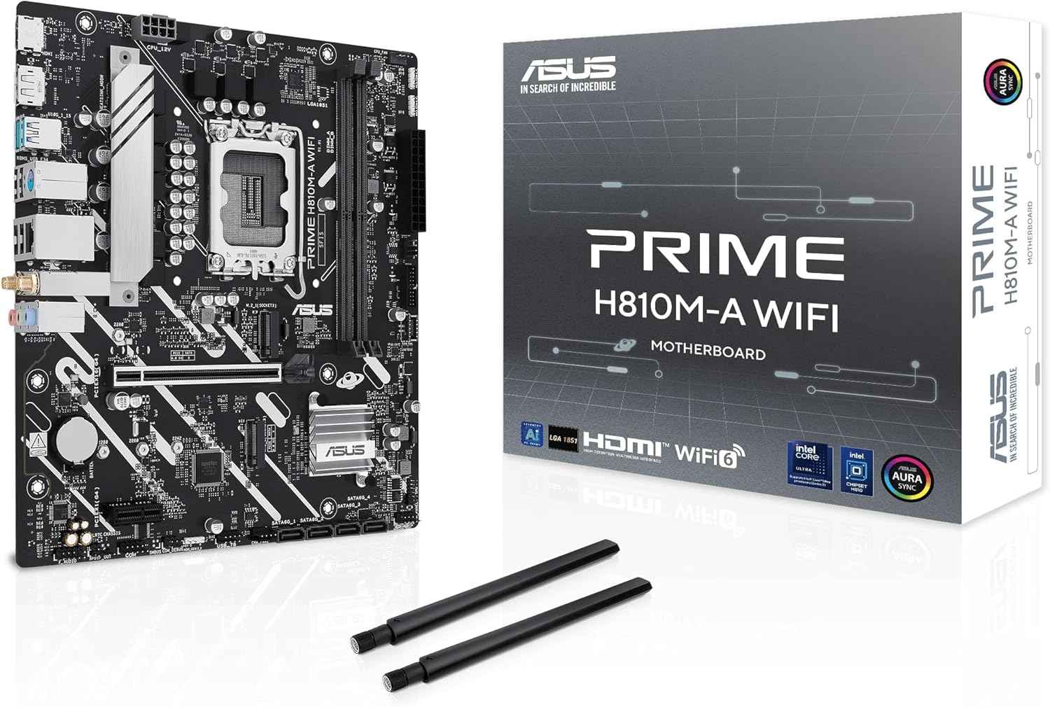 Tarjeta madre ASUS PRIME H810M-A WIFI LGA 1851, 2 DDR5-SDRAM, Micro ATX, Wifi