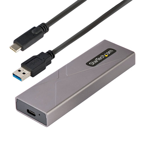 Startech.com usb-c 10gbps to m.2 nvme or m.2 sata ssd enclosure, tool-free m.2 pcie/sata ngff ssd enclosure, portable aluminum case, usb type-c & usb-a host cables, for 2230/2242/2260/2280