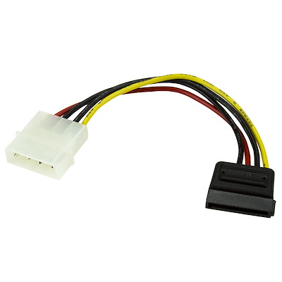 Startech.com cable adaptador de 15cm de alimentación molex lp4 a sata - 1x lp4 macho - 1x receptáculo sata de alimentación (15 pines) - cable de alimentación - alimentación sata (m) a 4 pin