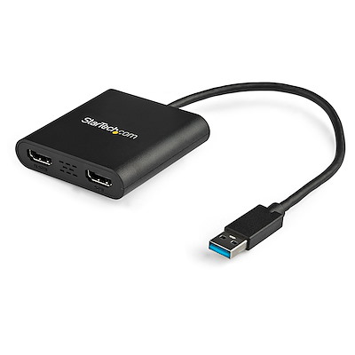 Startech.com usb 3.0 to dual hdmi adapter, 1x 4k 30hz & 1x 1080p, external video & graphics card, usb type-a to hdmi dual monitor display adapter dongle, supports windows only, black - usb